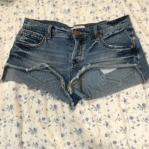 Free People frayed, distressed jean shorts women’s size 26.